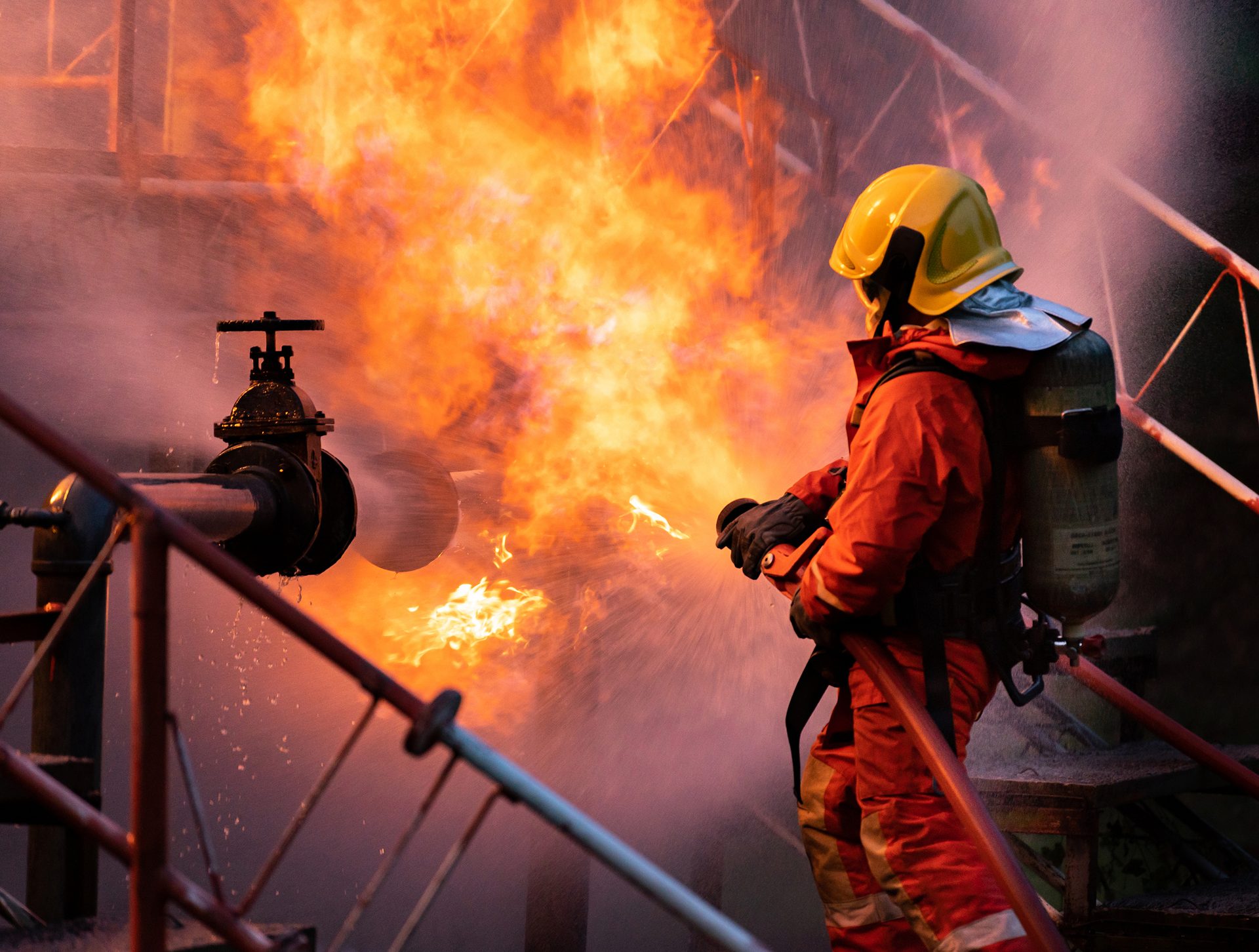 Hard hat, Fire department, High-visibility clothing, Helmet, Workwear, Hazard, Flame, Firefighter, Pollution