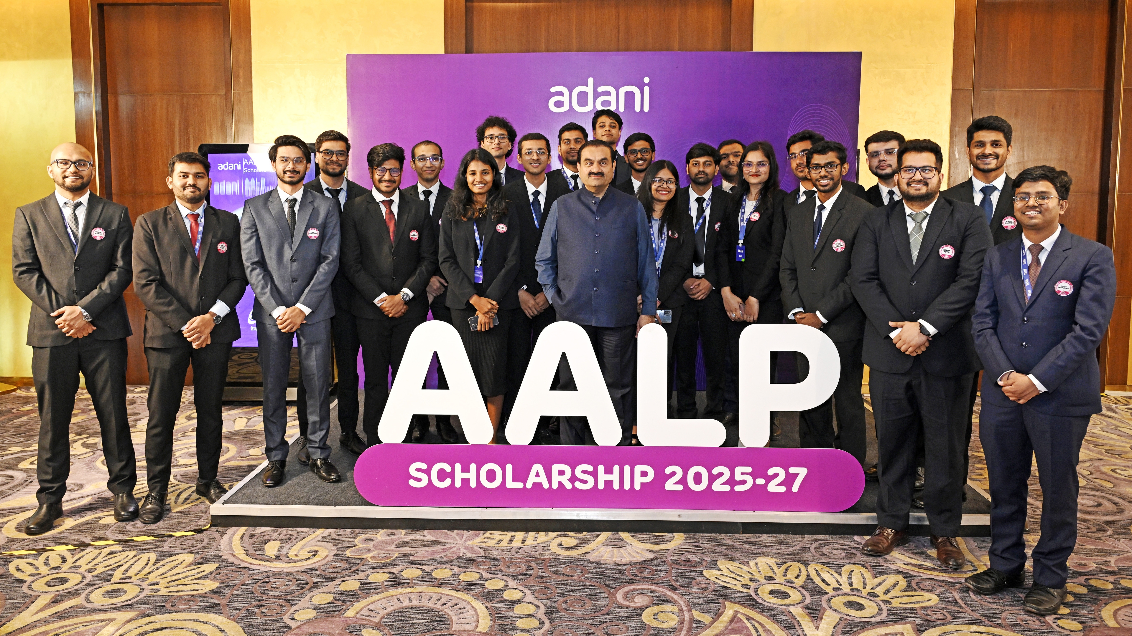 Gautam Adani and AALP Scholarship 2025-27 recipients pose for a group photo.