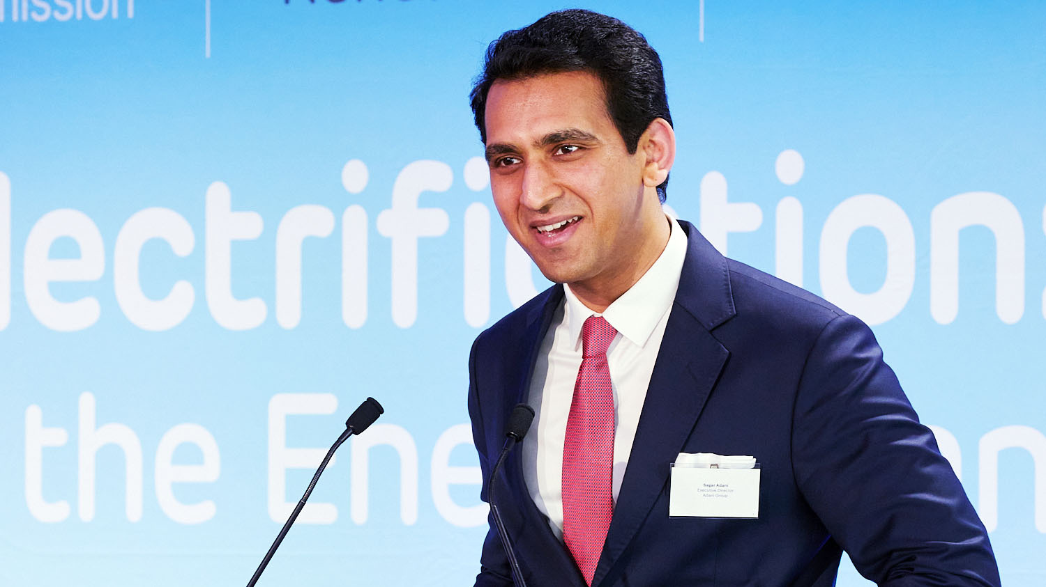 Sagar Adani, Executive Director of Adani Group, speaking at a conference about electrification.